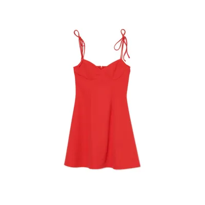 Cropp Czerwona sukienka mini z wiązanymi ramiączkami