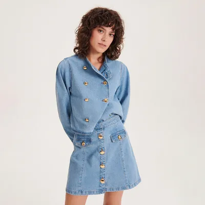 Reserved Jeansowa spódnica mini - Niebieski