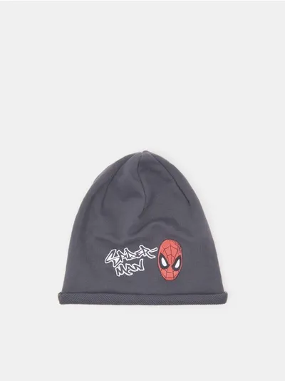 Wygodna bawełniana czapka z motywem Spidermana. - szary