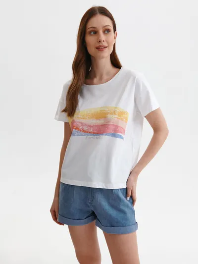 Top Secret T-shirt damski z kolorowym nadrukiem
