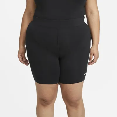 Nike Spodenki damskie do jazdy na rowerze ze średnim stanem Nike Sportswear Essential (duże rozmiary) - Czerń