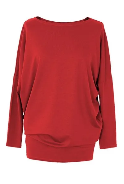 XL-ka Bluzka tunika z wiskozy czerwona BASIC
