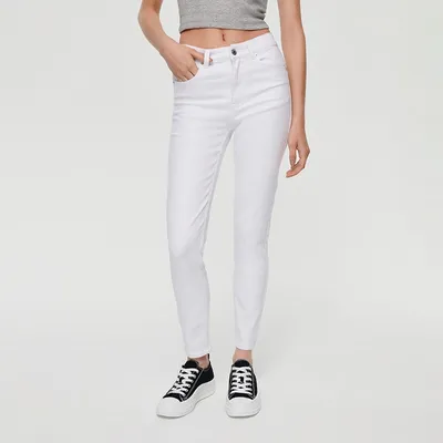 House Białe jeansy skinny fit ze średnim stanem - Biały