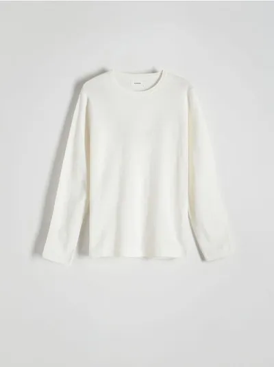 Reserved Sweter o prostym kroju, wykonany z bawełny. - biały