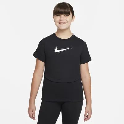 Nike Koszulka treningowa z krótkim rękawem dla dużych dzieci (dziewcząt) Nike Dri-FIT Trophy (o wydłużonym rozmiarze) - Czerń