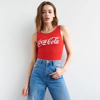 Sinsay Body bawełniane Coca Cola - Czerwony