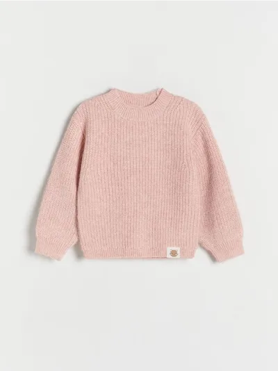 Reserved Sweter o prostym kroju, wykonany z dzianiny. - różowy