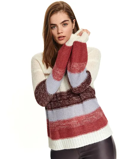 Top Secret Luźny damski sweter w paski