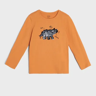 Sinsay Koszulka z cekinami - Pomarańczowy