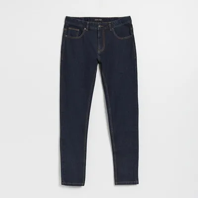 House Granatowe jeansy slim fit z niskim stanem - Niebieski