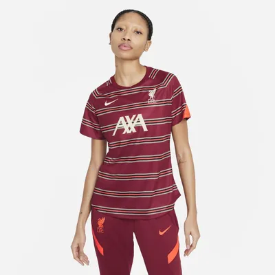 Nike Damska przedmeczowa koszulka piłkarska z krótkim rękawem Liverpool FC - Czerwony
