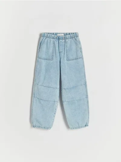 Reserved Jeansy typu baggy, uszyte z bawełnianej tkaniny. - niebieski