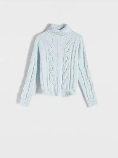 Reserved Sweter o regularnym fasonie, wykonany z przyjemnej w dotyku dzianiny. - jasnoniebieski