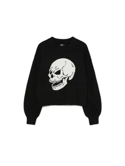 Cropp Czarny sweter z czaszką