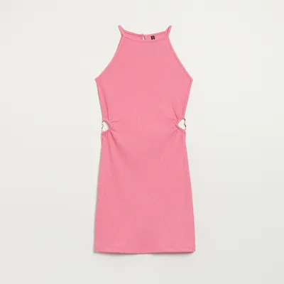 House Różowa sukienka mini z odkrytymi plecami i detalami - Różowy