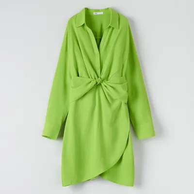 Sinsay Sukienka mini z wiązaniem - Zielony
