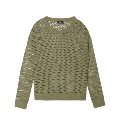 Cropp Zielony siatkowy sweter