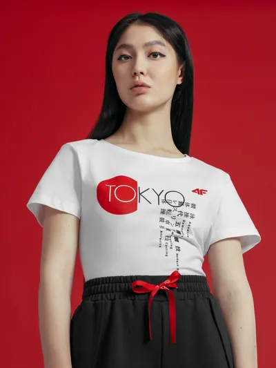 4F T-shirt damski z kolekcji kibica FROM PAST TO FUTURE
