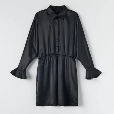 Sinsay Sukienka mini z bufiastymi rękawami - Czarny