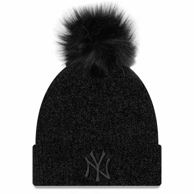 New Era Damska czapka zimowa NEW ERA WMNS CHENILLE BOBBLE BEANIE NEW YORK YANKEES - czarna