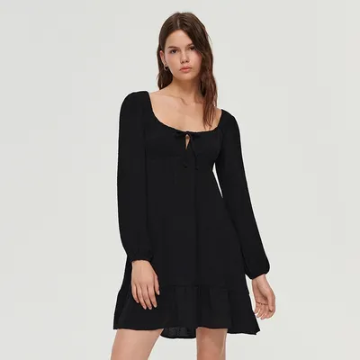House Czarna sukienka mini fit&amp;flare - Czarny
