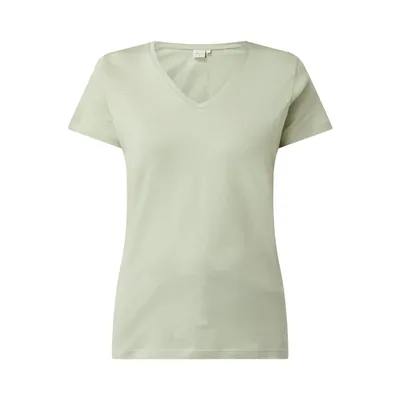 Cream Cream T-shirt z dekoltem w serek model ‘Naia’