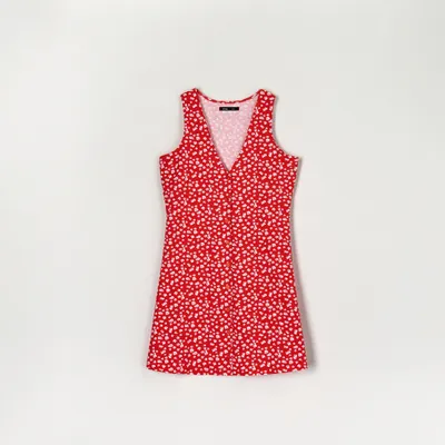 Sinsay Sukienka mini w kwiaty - Czerwony