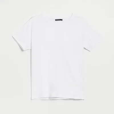 House Luźna koszulka z gładkiej dzianiny biała - Biały