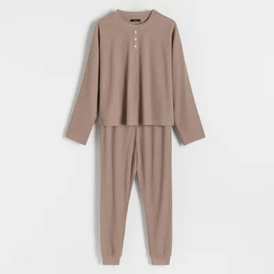 Reserved Dwuczęściowa piżama z bawełną - Fioletowy