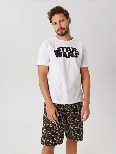 Sinsay Bawełniana piżama dwuczęściowa ze wzorem Star Wars. - biały