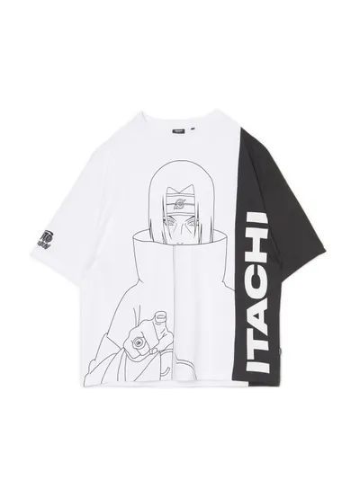 Cropp Czarno-biały t-shirt z nadrukiem Naruto