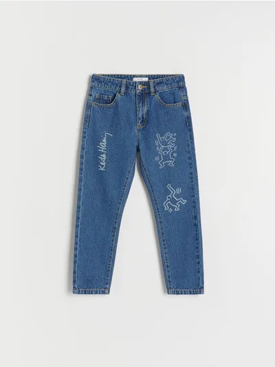 Reserved Jeansy typu carrot, wykonane z bawełnianej tkaniny. - niebieski