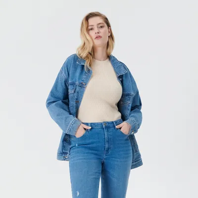 Sinsay Kurtka jeansowa oversize - Niebieski