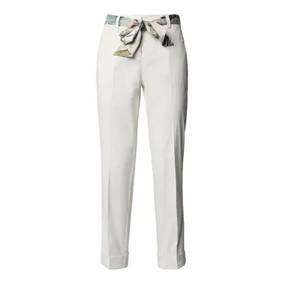 Cambio Cambio Spodnie z zakładkami w pasie ze wzorzystym paskiem z tkaniny model ‘Krystal’
