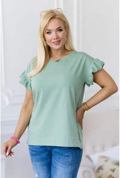 XL-ka Zielona bluzka z falbaną na rękawach - Ferri
