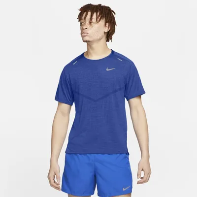 Nike Męska koszulka z krótkim rękawem do biegania Nike Dri-FIT ADV TechKnit Ultra - Niebieski
