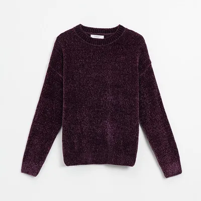 House Szenilowy sweter Basic mahoniowy - Bordowy