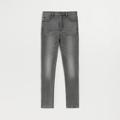 House Szare jeansy skinny fit z wysokim stanem vintage - Szary