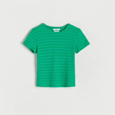 Reserved Dzianinowy T-shirt - Zielony