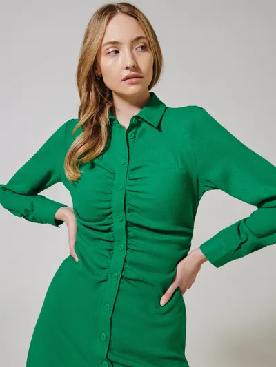 Sinsay Sukienka mini koszulowa - Zielony