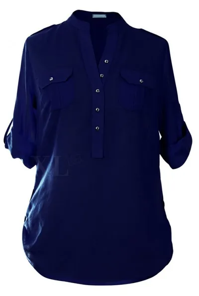 XL-ka Granatowa bluzka wizytowa plus size - IDA