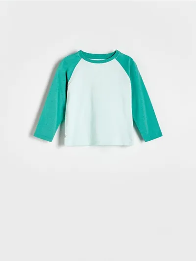 Reserved Koszulka typu longsleeve, wykonana z przyjemnej w dotyku, bawełnianej dzianiny. - jasnozielony