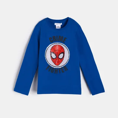 Sinsay Koszulka z odwracanymi cekinami Spiderman - Niebieski
