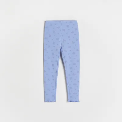 Reserved Bawełniane legginsy z nadrukiem - Niebieski