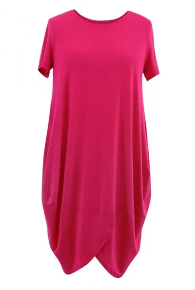 XL-ka Jasno malinowa sukienka z krótkim rękawem LUCY