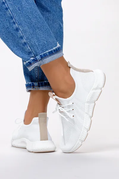 Casu Białe sneakersy na platformie buty sportowe sznurowane casu yf608-63