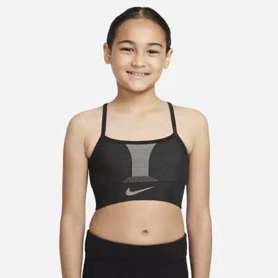 Nike Stanik sportowy dla dużych dzieci (dziewcząt) Nike Dri-FIT Indy - Czerń