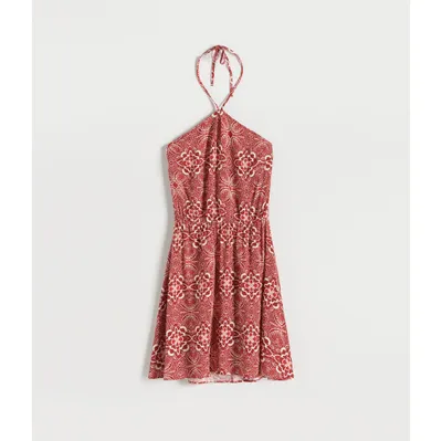 Reserved Sukienka mini z wiązaniem - Czerwony