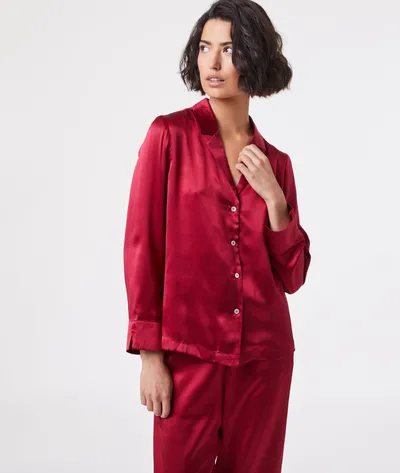Etam Pearly Chemise De Pyjama En Soie - Czerwony