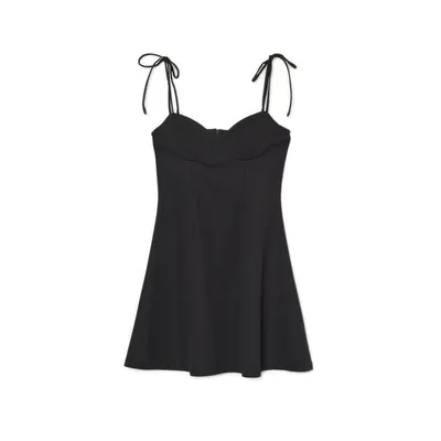 Cropp Czarna sukienka mini z wiązanymi ramiączkami
